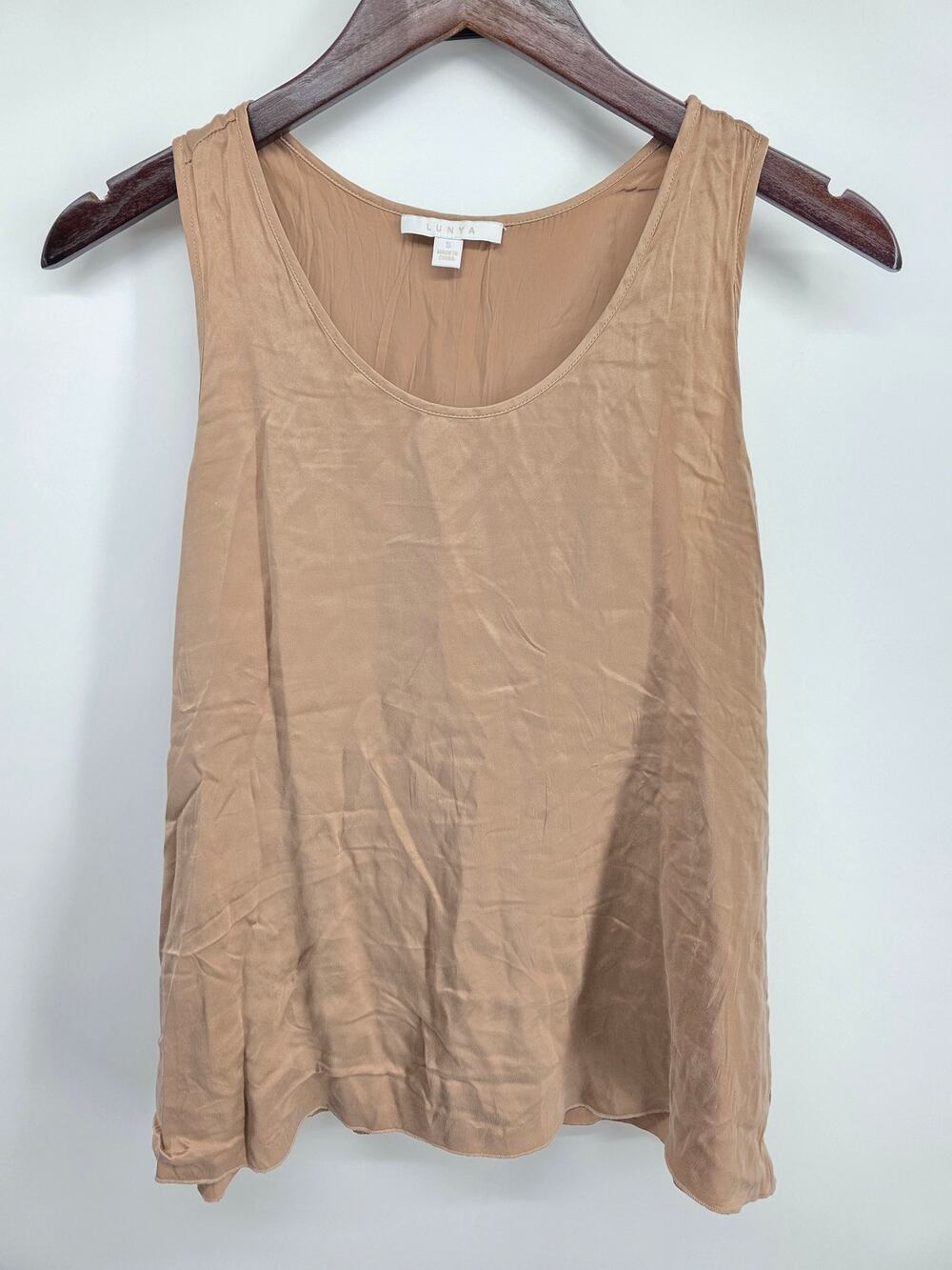 Lunya Washable Silk Otium Tan Pajama Tank Top Size Small